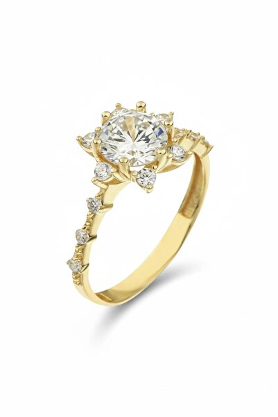 Çgk Çiğdem Gürel Kuyumculuk 8 Ayar Altın Lotus Çiçeği Tektaş Yüzük – Kadın, I...