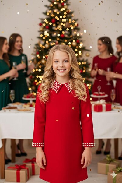 Hilal Akıncı Kids Rochie pentru fetiță cu mâneci scurte, guler și mâneci cu p...