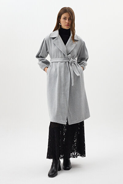 Rays Palton lung pentru femei, gri, cu curea în talie, 3062A