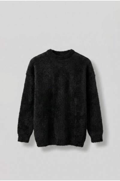 ablukaonline Ανδρικό πουλόβερ με υφή oversized Μαύρο