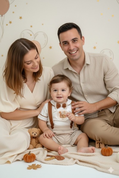 annerüyası Balloon Bear Printed Shorts Salopette Set