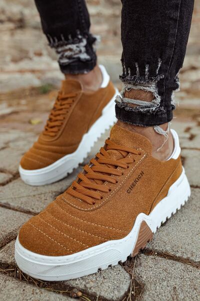 Zerenyus Zrc037 Lace-Up Style Men's Sports Sneaker Tan Suede