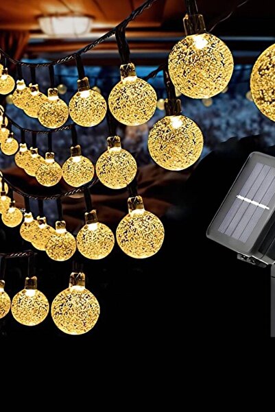 LEDREYON 8 Metre 50 Toplu Güneş Enerjili Dış Mekan Misket Top Led Işık Dekora...