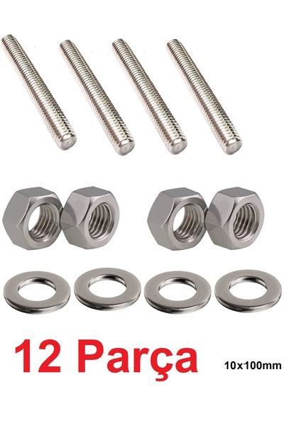 Depolife tij somun rondela seti 4 Adet Somunlu Saplama rondelalı Set 100mm