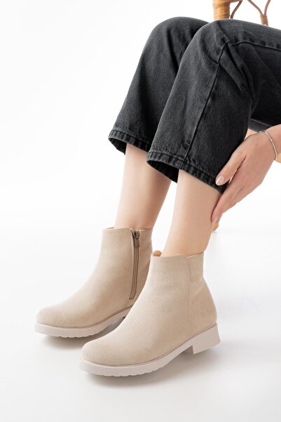 Zerenyus ZRİN165-204 Premium μπεζ σουέντ γυναικείες μπότες με φερμουάρ