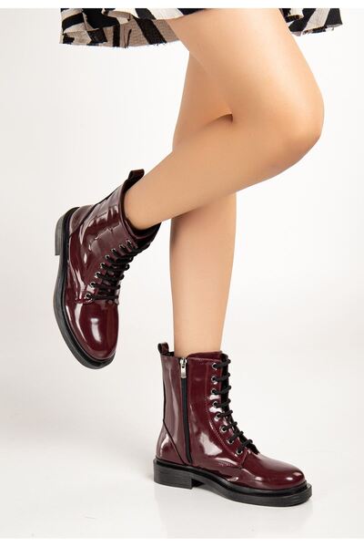 Zerenyus ZRİN-2289 Premium μπορντό λουστρίνι με κορδόνια και φερμουάρ καθημερ...