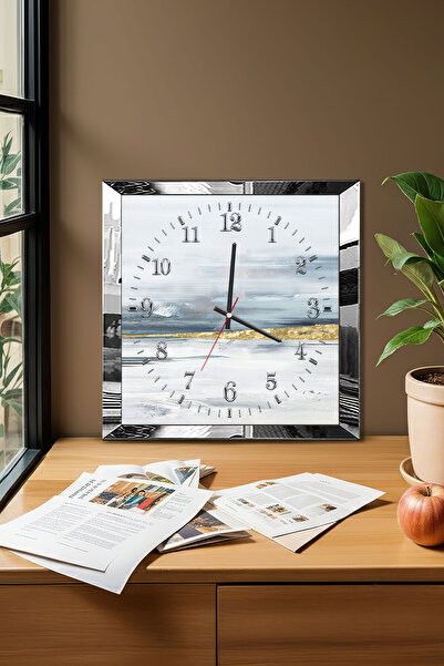 Zevahir Mobilya Dekorasyon Themed Decorative Mdf Wall Clock between the Clouds with Silver Frame