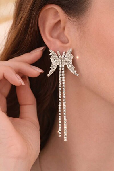 MAKSESUAR Women's Zircon Stone Butterfly Evening Dress Earrings