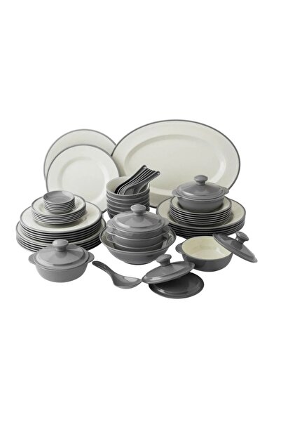 casa rosa 57-piece dining set made of high-quality, microwave-safe melamine