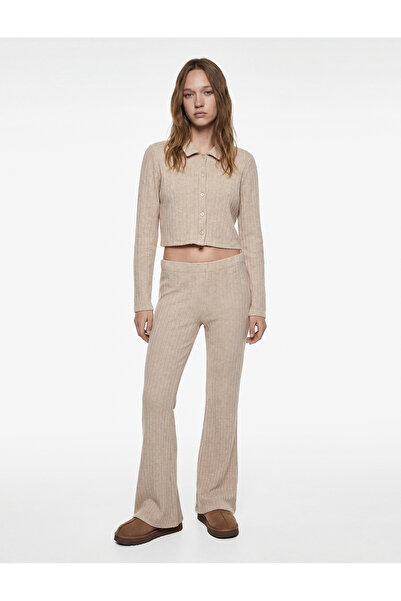 Koton Long Sleeve Shirt Collar Buttoned Knitwear Pajama Top