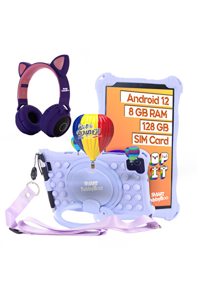 SMART TabbyBoo Popit Children's Tablet Set with Headphones, 8 inch IPS screen, with SIM, 128GB, 8GB RAM, Android 12, OctaCore