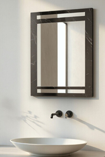 SürLaz Dekoratif Duvar Aynası 60x45 cm Modern Banyo Aynası, Lavabo Üstü Makya...