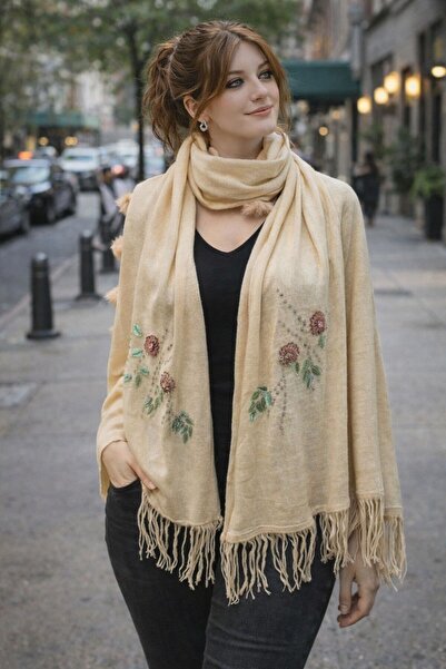 Gönülden Tasarım 170X55 Cm șal de damă cu paiete brodate