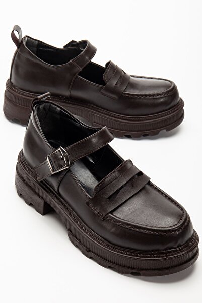 Zerenyus ZRİN-771 Premium Kahve Kadın Ortopedik Yüksek Tabanlı Loafer