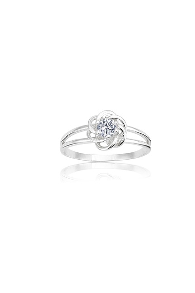 FasekGold Gümüş Yüzük - Taşlı Çiçek 925 Ayar Gümüş Eklem Yüzüğü-Tasarım 925 A...