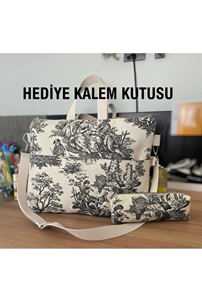 Fiorbag حقيبة نوت بوك منقوشة من Toile de Jouy - حقيبة يد نسائية مصنوعة يدويًا مبطنة