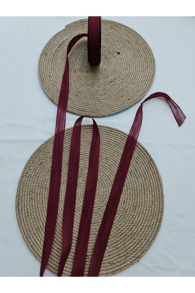 Esteks Dantel ve Tekstil Aksesuarları 25 mm Linen Ribbon Nopeli Burgundy 20 Mt