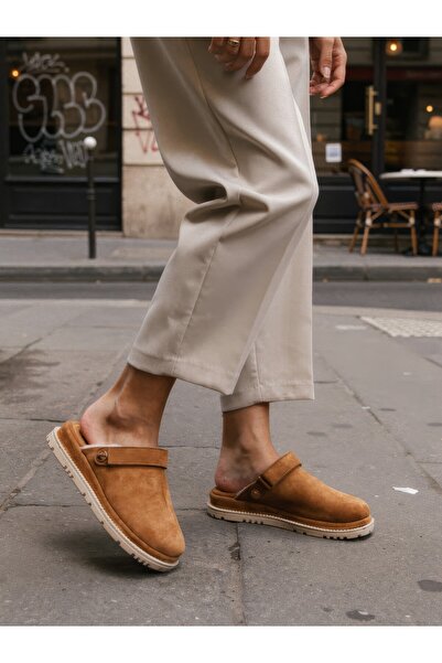 Riccon Everqinor Women's Slippers with Fur Inside 0012999 Tan