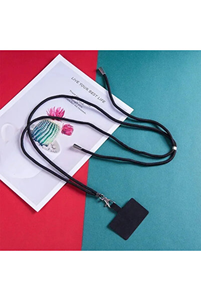 Choice حزام أسود على شكل حبل تعليق على الجسم مع قلادة وحزام عالمي للهاتف المح...