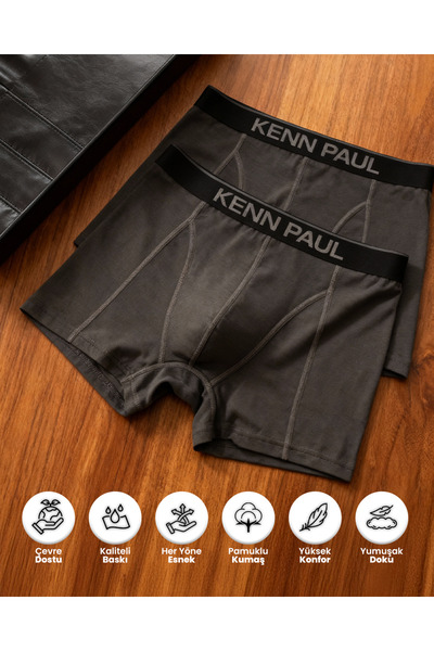 KENN PAUL 5'li Bambu Uzun Paçalı Sporcu Boxer Nefes Alır, Konforlu
