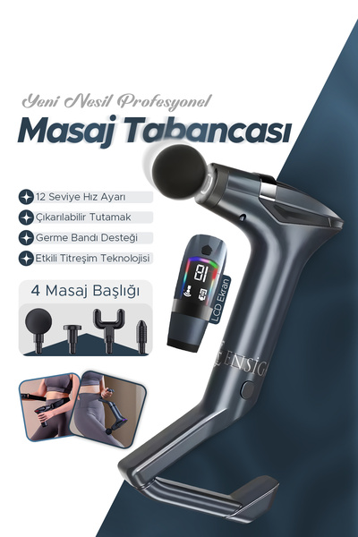 Mega Plus Yeni Nesil Profesyonel Lcd Göstergeli Şarjlı Tüm Vucut Masaj Tabancası Çok Fonksiyon Fıtness Masajı