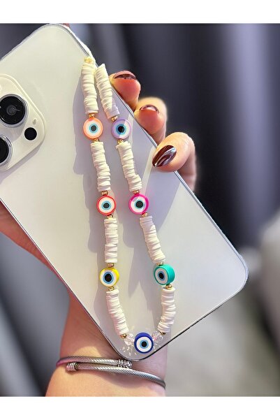 MİRAZ TASARIM Evil Eye Beaded Charm Phone Lanyard Bag Accessory