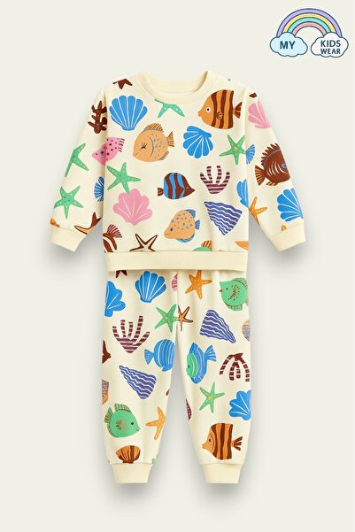 My Kids Wear Kindergarten-Seashell Patterned Silky Suit 2-8 Years Old