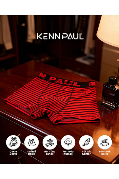 KENN PAUL Erkek Desenli Pamuklu Lüks Boxer | Esnek Kumaş | Konforlu Boxer |