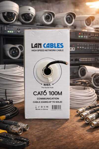 LAN CABLE CAT6 KABLO UTP 100 METRE SİYAH OUTDOOR DIŞ MEKAN KABLOSU 23AWG/4P TO SOLID