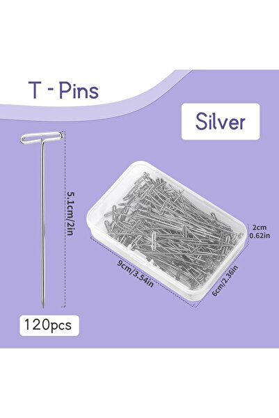 Choice مجموعة دبابيس خياطة MIUSIE على شكل حرف T، 51 مم، 120 قطعة، لتثبيت الشعر المستعار والحياكة وصناعة الشعر المستعار والأعمال اليدوية، مصنوعة من الفولاذ المقاوم للصدأ