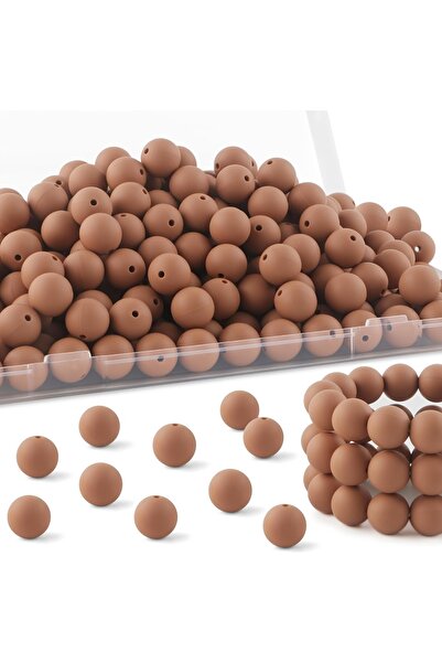 Choice 50 خرزة سيليكون بنية اللون مقاس 12 مم، خرز سيليكون دائري سائب لصنع الأ...