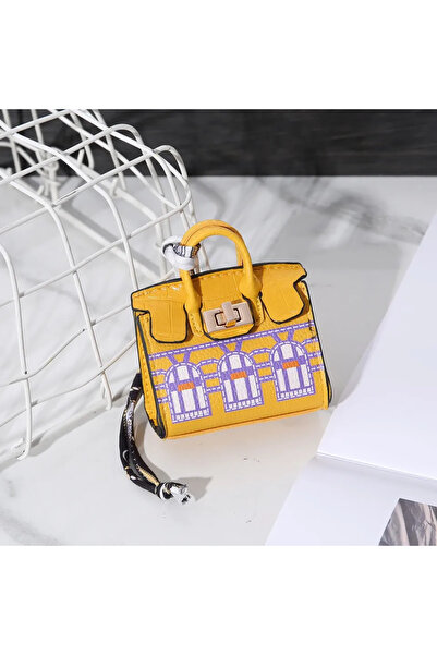 Choice حقيبة صغيرة صفراء جديدة على شكل منزل صغير، محمولة باليد، مزودة بحبل يد...