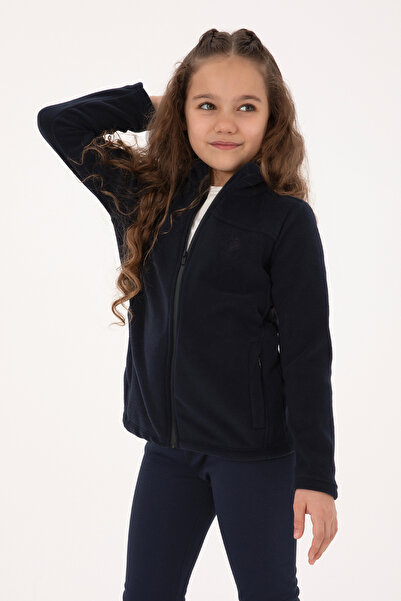 U.S. Polo Assn. سترة فليس بسحاب باللون الأزرق الداكن للفتيات 50317875-VR059