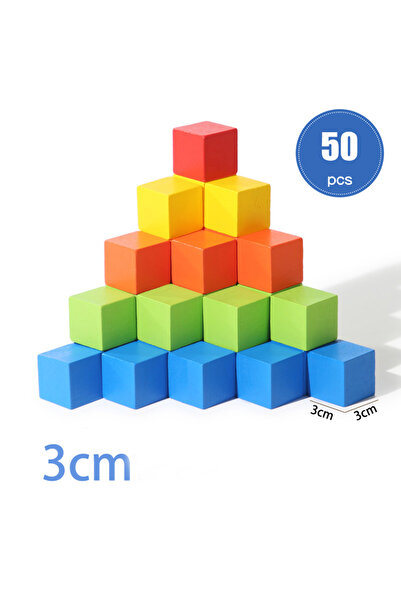 Choice NB240C3 50/100pcs Colorful Cubes Wooden Building Blocks Stacking Up Sq...