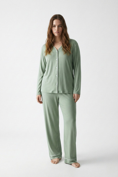 Mivoon ΣΕΤ ΠΙΤΖΑΜΑ ΜΕ ΚΟΥΜΠΙΑ ΑΠΟ ΥΦΑΣΜΑ ΜΠΑΜΠΟΥ ΜΕ ΛΑΜΠΡΗ ΣΤΟΥΡΑ ΣΤΗΝ ΛΑΜΠΡΗ...