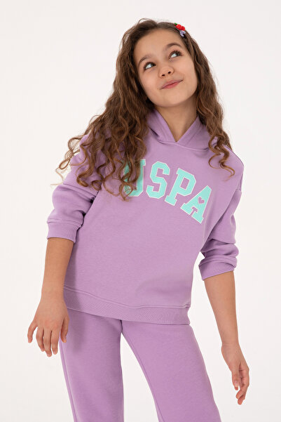 U.S. Polo Assn. Kız Çocuk Lila Şardonlu Kapüşonlu Sweatshirt 50317890-VR034