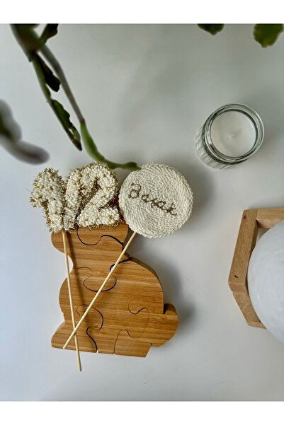 TKhome Punch Simli 1/2 Yaş ( 6 Ay) ve İsim İşlemeli Pasta Süsü Pasta Dekoru - Doğum Günü Süsü