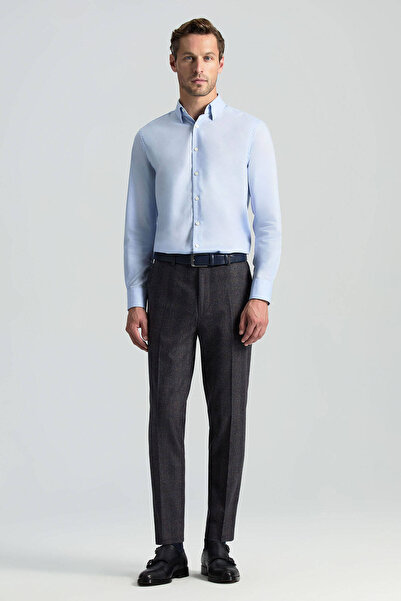 Hemington Yün Kaşmir Antrasit Ekose Desenli Flanel Pantolon