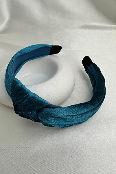 Modex Индиго синьо кадифено панделка детайл винтидж диадема