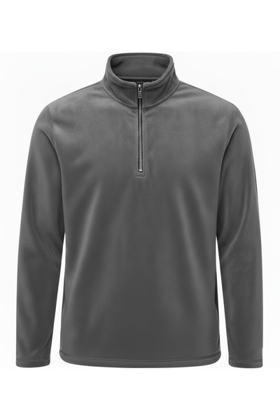 VEGA PORT سويت شيرت رمادي من الصوف نصف سحاب معدني مقاس قياسي مقاس عادي