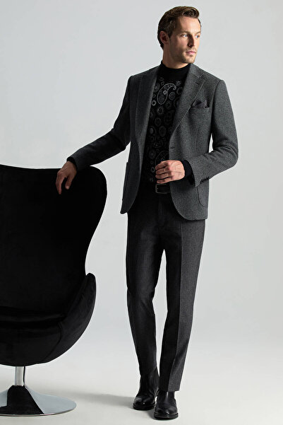 Hemington İtalyan Kaşmir Yün Karışım Siyah Blazer Ceket