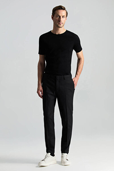 Hemington Beli Bağcıklı Siyah Yün Chino Jogger Pantolon