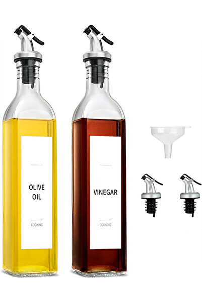 Arin زجاجة زيت وخل من قطعتين ، زجاجة زيت زيتون سائل سعة 500 مل، وعاء زيت شفاف...