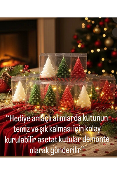 Candles Flame 9 Adet Kutulu Hediyelik Çam Ağacı Mum Yılbaşı Hediyelik