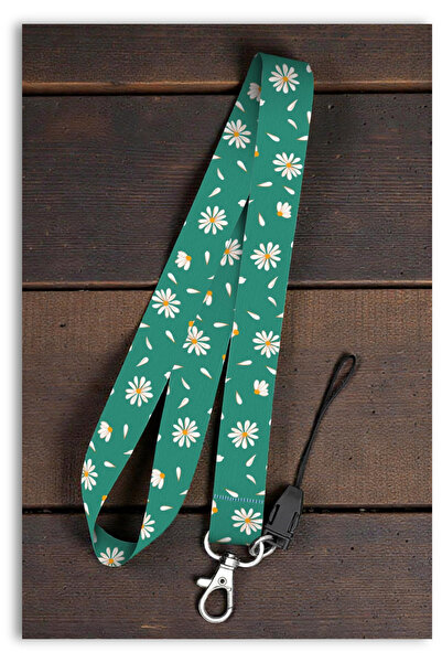 Mia Aurora حبل تعليق للرقبة بنمط زهرة الأقحوان باللون الأخضر، حزام للهاتف، سل...