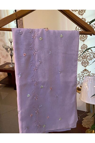 Veil Designer طرحة موف بوال بقماش ياباني بتطريز ملون المقاس : 60 * 190