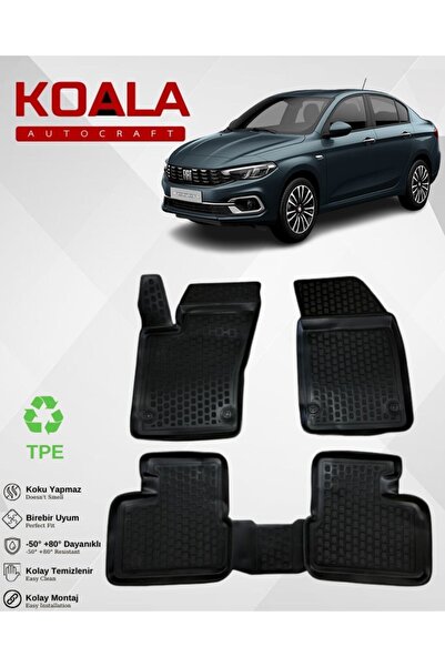 KoalaOtoTekstil Fiat Egea Sedan Paspas 2015-2025 Arası Uyumlu 3d Havuzlu Paspas