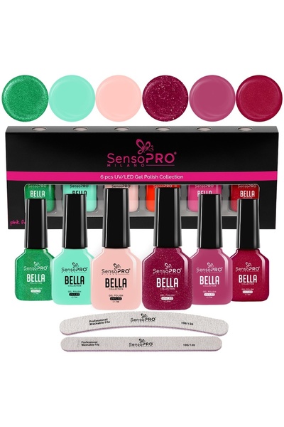 SensoPRO Milano Set de 6 oje semipermanente BELLA SensoPRO Milano, Glossy Fan...