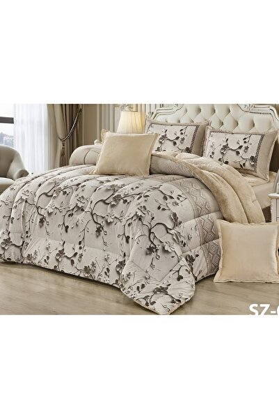 Roshen طقم لحاف نفرين مفرش 6 قطع مخمل فرو شتوي لحاف مقاس 230*250سم