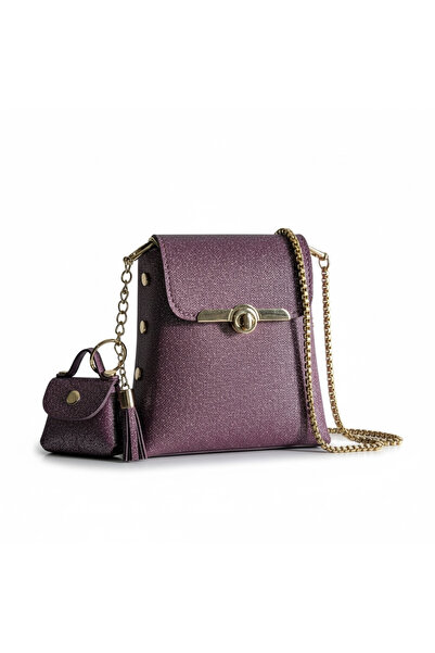 MAY BAGS Mini Cüzdan Hediyeli Simli Crossbody Çanta